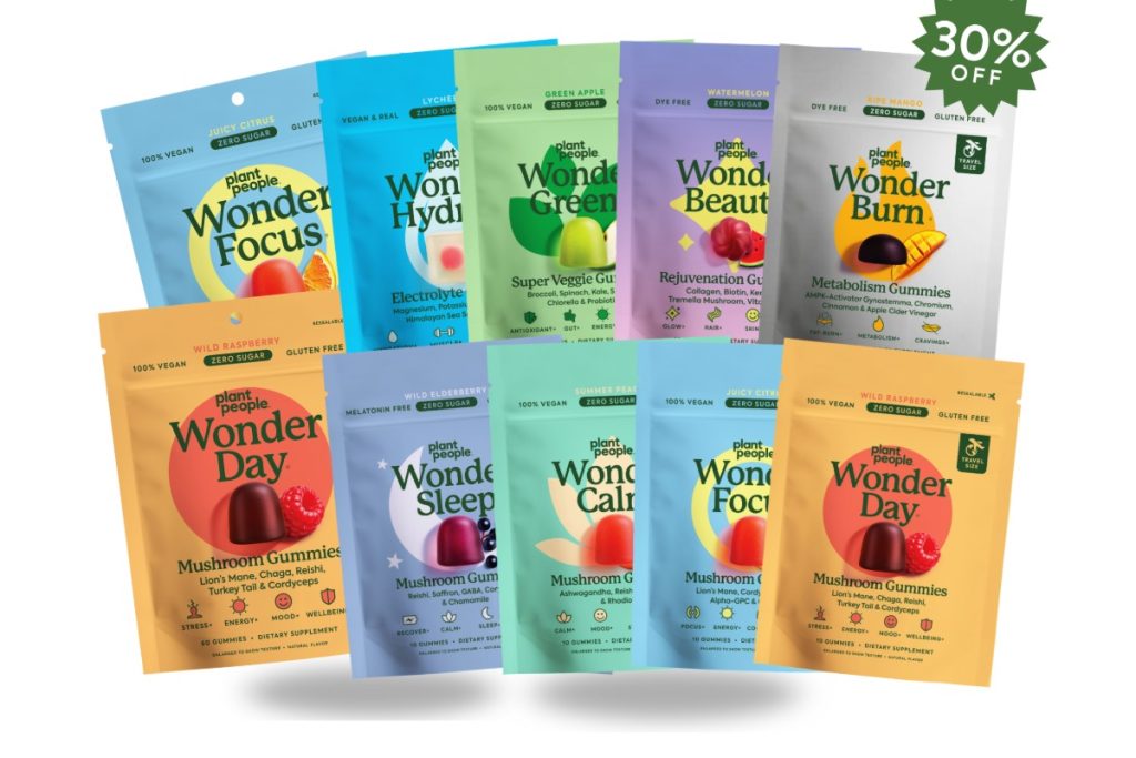 A picture depicting plant people mushroom gummies with added discount